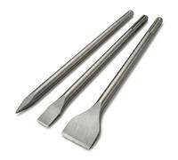 VIAVIC 24-Inch SDS Max Chisel Bits Set - 3 Piece Extra Long Demolition Kit (Scaling, Point, Flat) for Concrete Breaking & Thinset Floor Tile Removal - 40Cr Heat-Treated Alloy Steel
