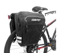 Viavito Double Pannier Bag - Waterproof 600D Oxford Bike Rear Rack Bag with 2 Large Compartments, 4 Zipped Pockets & Reflective Stripes - Durable, Lightweight & Easy to Install for Cycling & Commuting