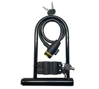 VIAVITO Heavy Duty Anti-Theft High Security Bike Lock Set, U Shaped D Lock & Steel Cable Coil Lock for Bicycle, Scooter, Skateboard, Gate, Fence, Door, w/Mounting Bracket & 4 Keys, Universal Fit