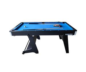 VIAVITO PT100X Folding Pool Billiards Table with Accessories, Space Saving Steady Portable Family Leisure Game Table Set for Kids & Adults w/Cues, Balls, Chalk, Triangle & Brush, Size- 6ft Blue