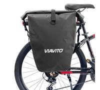 VIAVITO Single Pannier Bag - Waterproof Bike Rear Rack Pack Bag with 1 Large Compartment, Internal Zipped Pocket, Reinforced Seams & Reflectivity - Durable & Easy to Install for Cycling & Commuting