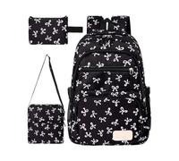 Viawispp Bow Print Backpack Set for Women,3-Piece Coquette-Style Daypack，A
