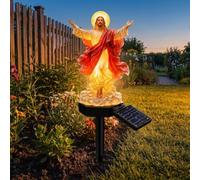 Viawispp Solar-Powered Illuminated Jesus Garden Statue,Waterproof Resin