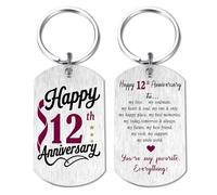 Viayen 12 Year Anniversary Keychain for Women Men Him Her, Romantic 12th Anniversary Decorations Gift for Husband Wife
