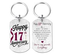 Viayen 17 Year Anniversary Keychain for Women Men Him Her, Romantic 17th Anniversary Decorations Gift for Husband Wife
