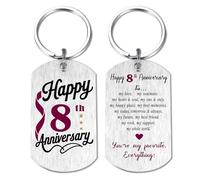 Viayen 8 Year Anniversary Keychain for Women Men Him Her, Romantic 8th Anniversary Decorations Gift for Husband Wife