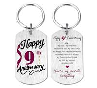 Viayen 9 Year Anniversary Keychain for Women Men Him Her, Romantic 9th Anniversary Decorations Gift for Husband Wife