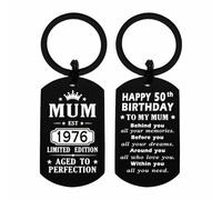 Viayen Black Mum 50th Birthday Keyring, 50 Year Old Birthday Gifts for Mum Vintage EST 1976 Gift