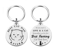 Viayen Cat Dad Father's Day Gifts- Funny Cat Lovers Keyring for Men Boy - Cat Dad Birthday Gift from the Cat