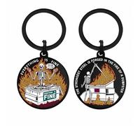 Viayen Skull Dumpster Fire Keychain, The Strongest Steel is Forged Dumpster Fire, Funny Coworker Employees Gifts