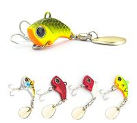 VIB Tail Spinners Bait Metal Sinking Lures Fishing Jigs Blade Baits Bass Crankbait Spinner Blade Lure Kit with Tackle Box (0.25 Ounces)