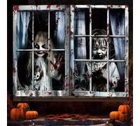 Vibbang 2Pcs Scary Halloween Window Decorations, Large Scary Theme Kids Wall Stickers Hanging, Halloween Scary Window Cover for Halloween Scary Haunted House Halloween Party Decor(80 * 120cm)