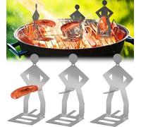 Vibbang 3Pcs BBQ Sausage Holder, Stainless Steel Creative Standing Man Sausage Holder, Portable Hot Dog Roaster Grill Holders, Funny BBQ Accessories for Outdoor Camping Cooking Accessories