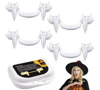 Vibbang 4 Pair Retractable Halloween Vampire Fangs Reusable Spoof Vampire Teeth Braces DIY Werewolf Fake Teeth with Portable Box for Kids Adults Halloween Carnival Cosplay Party Prom Dress Up
