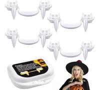 Vibbang 4 Pair Retractable Vampire Fangs, Reusable Spoof Vampire, Halloween Fangs, Braces Fake Dentures with Portable Box, for Kids Adults Halloween Carnival Cosplay Prom (A)