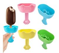 Vibbang 4Pcs Drip Free Popsicle Holder, Reusable No Drip Popsicle Holders, Colorful Ice Lolly Holder Drip Catchers, Ice Lolly Holder for Kids, Ice Popsicle Holders for Summer Pool Party