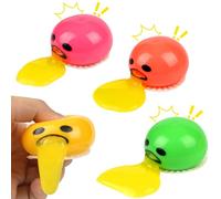 Vibbang 4Pcs Puking Ball, Squeeze Toys Disgusting Egg Yolk Stress Ball, Vomiting Egg Stress Relief Squeeze Fidget Party Toy