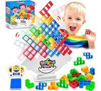 Vibbang 64 Pieces Tetra Tower, Stack Attack Tower Game, Stacking Building Blocks, Montessori Educational Toy, Board Games Gifts Adults and Children