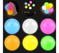 Vibbang 6Pcs Glorbs Balls, Ceiling Glow in The Dark Fidget Toy, Super Soft Sticky Glorb Balls, Sticky Ceiling Ball Stress Relief Sensory Party Bag Fillers Toy for Kid Adults, Cool Stuff for Bedroom