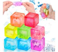 Vibbang 8Pcs Ice Cube Squeeze Toys Age 3+, Nice Stress Cube Fidget Toys with Snowflake, Colorful Sensory Balls Toys for Relief Stress Anxiety, Antistress Ball Toy Party Bag Fillers for Kid Adult