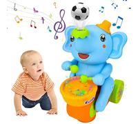 Vibbang Beating Drum Blow Ball Walking Toy, Cart Elephant Musician Toy with Music, Drumming Elephant Blowing Ball Walking Car Toys, Early Educational Toys for Toddlers Boys Girls