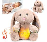 Vibbang Breathing Teddy Anxiety Relief Bunny, Soothing Breathing Rabbit Koala Bear, Sleep Soother Toys with Music Lights & Breathing Motion, Cute Bunny Calming Relief Plush Toy Gift for Kids Adult
