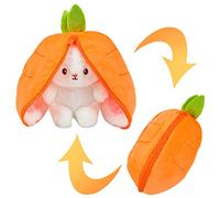 Vibbang Easter Plush Bunny Toy, Reversible Rabbit Carrot Strawberry Pillow with Zipper, Cute Strawberry Bunny Plushies Doll, Stuffed Animals Rabbit Muppet Toys for Boys Girls Kids Adults(Orange)