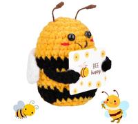 Vibbang Funny Positive Bee, Mini Crochet Bee Positive, Good Luck Gifts Bee Crochet Worry Dolls, Pocket Hug Bee, Affirmation Card Encouragement Novelty Gift for Kids Party Decoration