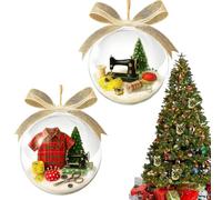 Vibbang Holiday Sewing Snow Globe Ornament, Retro Sewing Machine Christmas Tree Decorations, Christmas Hanging Decorations, Snow Globe Kit, for Office Garden Art School Farmhouse Balcony Patio