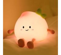 Vibbang Peach Night Light Kids, Cute Lamp, Touch Control Dimmable Night Lamp w/ 3 Brightness Levels & 30-Min Auto Off, Rechargeable LED Touch Lamp, Soft Silicone Bedside Lamp, Gift for Girls Boys