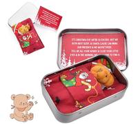 Vibbang Pocket Bear in Tin Box, Mini Plush Toy, Little Brown Fluffy Stuffies, Christmas Hug in Box, Encourage Birthday Gifts for Children