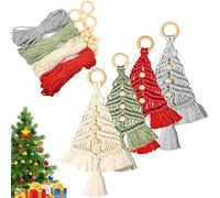 Vibbang Unique Christmas Tree DIY Kit, 4Pcs/Set Woven Macrame Christmas Trees DIY Kit for Beginners, Craft Wall Hangings Ornaments Decor, Boho Macrame Handmade Xmas Tree Home Decoration