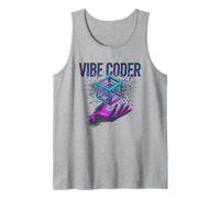 Vibe Coder Glitch Cube Tech Futuristic AI Coding Tank Top