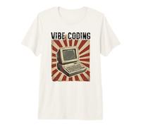 Vibe Coding Retro Computer Programmer Developer Premium T-Shirt