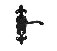 VIBE DUROSIL Fleur de LYS Lever Lock on Black Antique Door Handle DUROSIL Fleur de LYS Lever Lock on Black Antique for Internal Doors