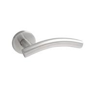 Vibe Kurva Lever on Rose Door Handle in Satin Stainless Steel for Internal Doors