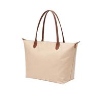 VIBE XCE Women’s Large Nylon Tote Bag with Zip Closure - Waterproof Foldable Shoulder Shopper for Work, Travel & Office, Lightweight Laptop Handbag for Daily Use (Light Grey)