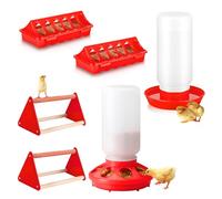 VibeHaven 6 Pack Chick Feeder and Waterer Set - Chick Starter Kit with Mini Perch, Automatic Chicken Waterer & Feeder for Ducks/Quail, Coop Brooder Supplies for Small Poultry