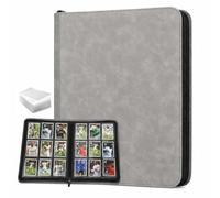 VibeHaven 9 Pocket Trading Zipper Card Binder, Holds 540 Cards, 100 Bonus Sleeves, Premium Side-Loading Album Folder for TCG MTG Yugioh Sports Football Basketball Baseball Cards, Grey