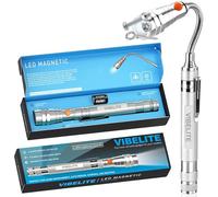 VIBELITE Extendable Magnetic Flashlight with Telescoping Magnet Pickup Tool-Cool Gadget Fathers Day Dad Gifts, Gifts for Men, Dad, Husband, Women, Him, Mechanic, Birthday Gifts for Men, Silver