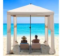 Vibemo Beach Cabana, 6.2' x 6' Portable Canopy with Side Wall, 4 Adjustable Height, UPF 50+ UV Protection, Easy to Set Up Cool Cabana Tent, Waterproof Beach Shelter for Outdoor Patio