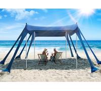 Vibemo Beach Tent, UPF50+ Protection Sun Shelter with 8 Sandbags, 10 x 10ft, Includes Sand Shovel, Ground Pegs & Stability Poles, Outdoor Beach Canopy Pop Up Sunshade for Camping, Fishing, or Picnics