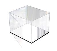 Vibeo Clear Mirror Bottom Acrylic Case for Collectibles, Plastic Display Storage Box Cube with Door, Figurine Showcase Dustproof(30x25x40cm(12"x10"x16"))