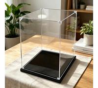 Vibeo Dustproof Acrylic Box for Tall Narrow Collectibles, 8 12 16 20 24 28 32" Clear Plastic Display Case, Figure Organizer Box Stackable & Self-Assembly(25x25x40cm(10"x10"x16"))
