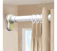 Vibeo No Drill Curtain Rods for Windows, Indoor & Outdoor Adjustable Curtain Track Rod, Aluminum Room Separation Rail Wall Mount, Clothes Pole(White,3.7m-4.9m(12.1ft-16ft))