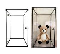 Vibeo Tall Clear Acrylic Display Box with Lock, Hinged Dustproof Display Case Self Assembly, Stackable Acrylic Storage Box with Aluminum Frame(35x20x30cm/14x8x12in)