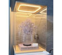 Vibeo Tall Figure Display Case with LED Light, Wooden Base Transparent Acrylic Storage Box, Dustproof Protection Showcase, Easy to Assemble(40x25x35cm(16"x10"x14"))