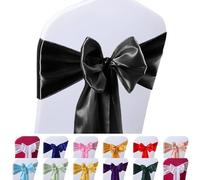 Vibera 50 PCS Black Satin Chair Sashes for Wedding & Party Decorations (Black 7 x 108 inch)