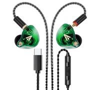 Vibes 202MC USB-C Wired Earbuds - USBC HiFi in Ear Headphones for iPhone 17/16/15 - Noise Isolating Ear Buds w/ Mic - Clear Sound, Deep Bass & Comfort-Fit Earphones - Silver Plated Cord, Carrying Case