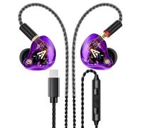 Vibes 202ML Wired Earbuds - HiFi in Ear Headphones for iPhone 5-14, Noise Isolating Ear Buds w/ Mic - Clear Sound, Deep Bass, Comfort-Fit Earphones - MMCX-LTN, Silver Plated Cord, Carrying Case